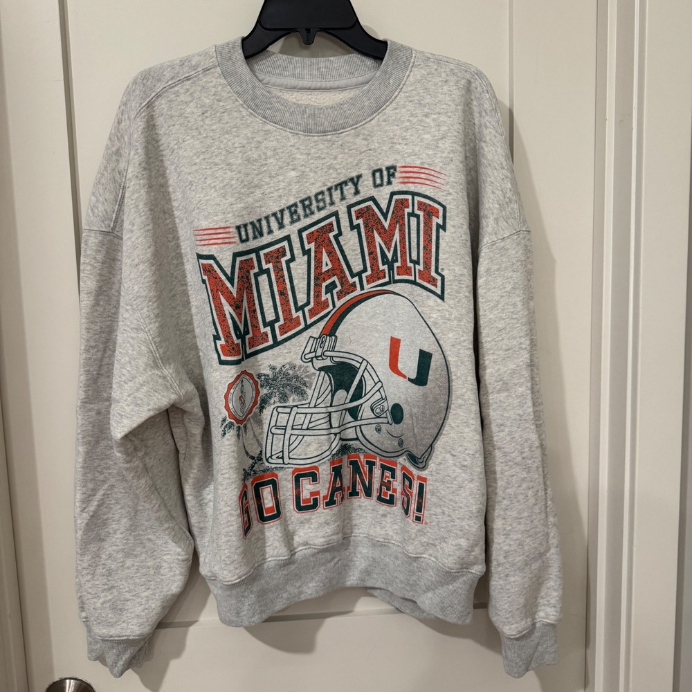 Hollister Blue 84 University of Miami Hurricanes Boxy Crewneck Sweatshirt Large